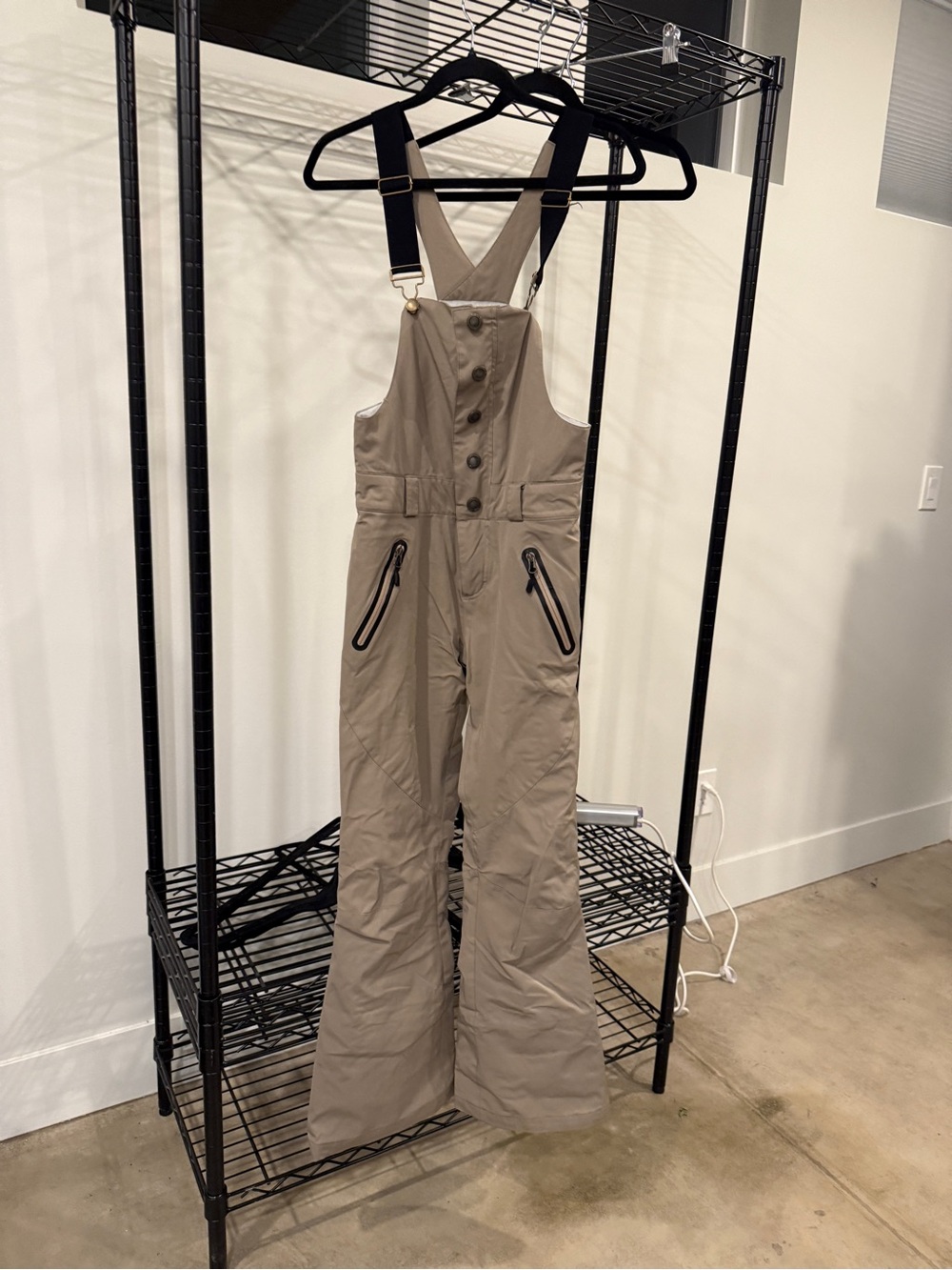 Women’s Waterproof Snow Bib Pants in Taupe